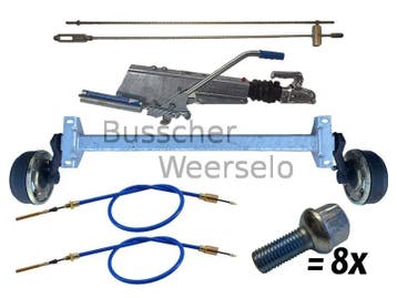 As Set compleet Aanhangw. V-900KG Div. Padmaten - Enkelas, Auto diversen, Aanhangwagen-onderdelen, Ophalen of Verzenden, Nieuw