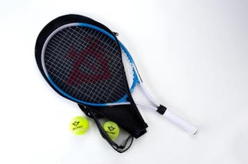 Tennisracket 25” Aluminium Blauw – Inclusief 2 Tennisballen, Sport en Fitness, Tennis, Ophalen of Verzenden, Zo goed als nieuw