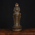 A rare antique brass statue of Guanyin Bodhisattva from a