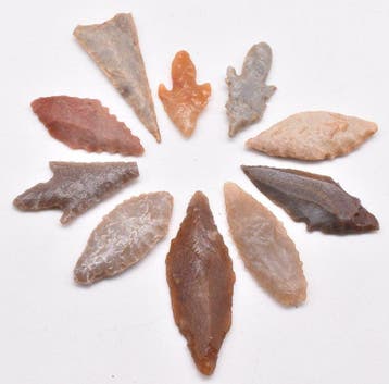 Chalcolithisch Jasper, Flint 10 pijlpunten AA++ (Zonder