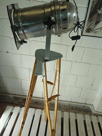 Statief vloerlamp - Vintage theaterreflector op statief -