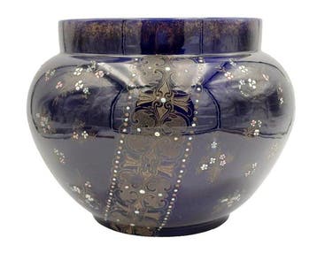 Vaas - Majolica - blauw geglazuurd keramiek