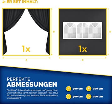 Tillvex® Zijwand voor paviljoen - 3x3m - Grijs, Tuin en Terras, Partytenten, Verzenden, Zo goed als nieuw