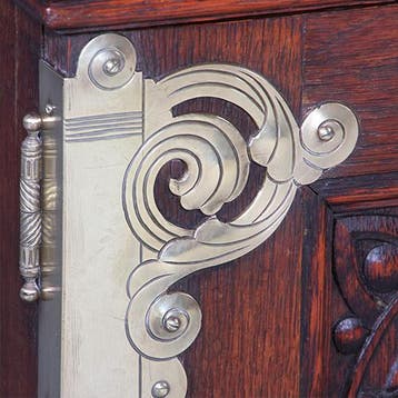 Art Nouveau Bureau met brons beslag en armstoel  incl stof e, Ophalen of Verzenden