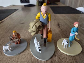 Moulinsart - 3 beeldjes van Kuifje - Kuifje met Bobbie, Nieuw