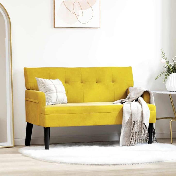vidaXL Chesterfield Bank Geel 112 x 65,5 x 75 cm Fluweel, Huis en Inrichting, Banken | Bankstellen, Nieuw, Minder dan 150 cm, Stof