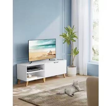 Modern Lowboard TV-Meubel Wit – 140 cm tot 65 inch Televisie, Huis en Inrichting, Kasten | Televisiemeubels, Verzenden, Nieuw