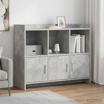 vidaXL Dressoir Betongrijs 98,5 x 33 x 80 cm Bewerkt hout, Huis en Inrichting, Verzenden, Nieuw, Overige houtsoorten, Minder dan 50 cm