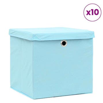 vidaXL Opbergboxen met deksel 10 st 28x28x28 cm babyblauw, Huis en Inrichting, Verzenden, Nieuw