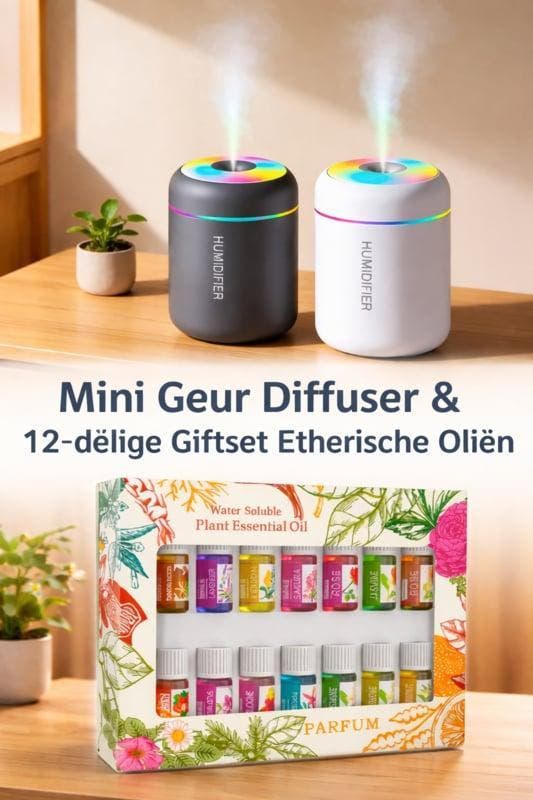 Moederdag cadeau Mini geur diffuser &amp; 12 flesjes olie, Huis en Inrichting, Slaapkamer | Beddengoed, Nieuw, Overige typen, Ophalen of Verzenden