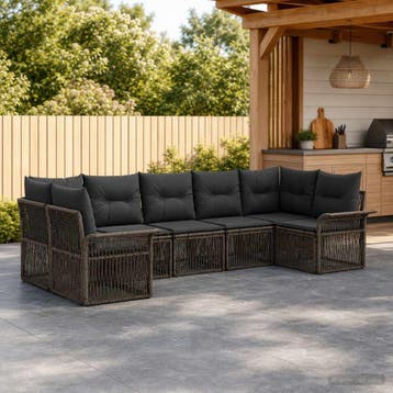 vidaXL Tuinbankenset 7 st 7-Aantal zitplaatsen Grijs poly, Verzenden, Nieuw, 7 zitplaatsen