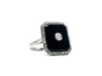 Ring Platina Onyx - Diamant, Sieraden, Tassen en Uiterlijk, Ringen, Nieuw