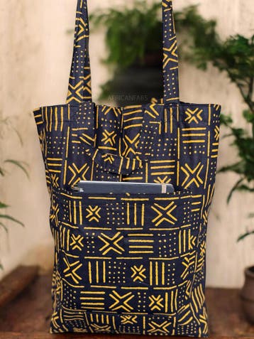Shopper tas met Afrikaanse print - Zwart Gele X Bogolan - He, Ophalen of Verzenden, Nieuw