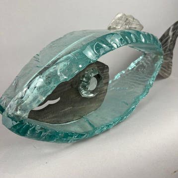 Andrzej Rafalski - sculptuur, Glass Fish- hand nade - 13 cm, Antiek en Kunst, Curiosa en Brocante