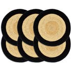 vidaXL Placemats 6 st 38 cm jute en katoen natuurlijk en, Huis en Inrichting, Keuken | Textiel, Verzenden, Nieuw, Zwart