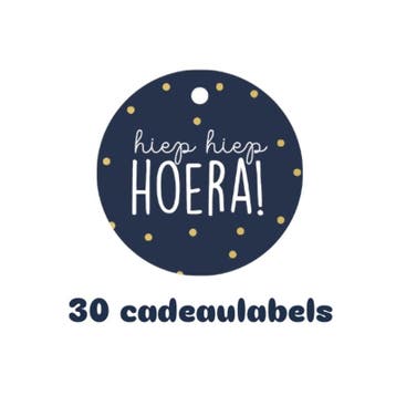 30x Cadeaulabel - hiep hiep hoera - blauw - naamkaartje -..., Ophalen of Verzenden, Nieuw