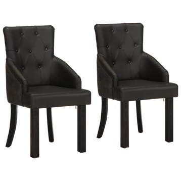 vidaXL Eetkamerstoelen 2 st echt geitenleer zwart, Verzenden, Nieuw, Zwart
