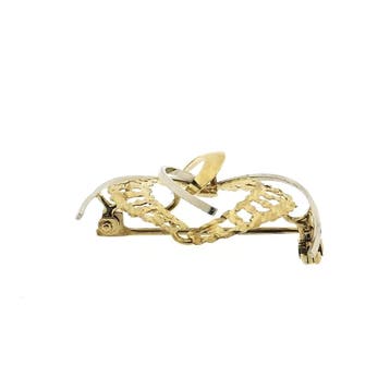 Vintage bicolor gouden fantasiebroche, Sieraden, Tassen en Uiterlijk, Broches, Ophalen of Verzenden, Gebruikt, Goud, Goud