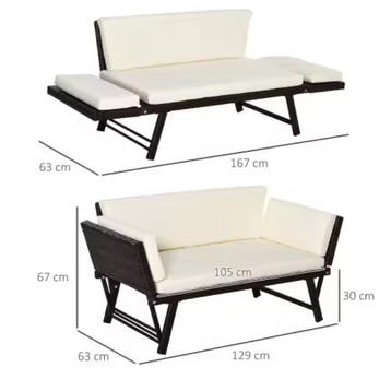 Opvouwbare2-Zits Loungebank: Ideaal voor Terras en Balkon, Tuin en Terras, Verzenden, Nieuw