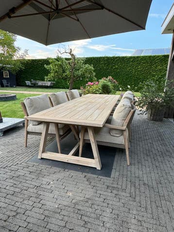 4 Seasons Outdoor Julia Low Dining set Tuinset Eetset, Tuin en Terras, Tuinsets en Loungesets, 6 zitplaatsen, Teakhout, Nieuw