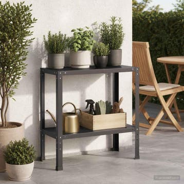 vidaXL Planttafel 60 x 40 x 80 cm Gepoedercoat staal Zwart, Verzenden, Nieuw