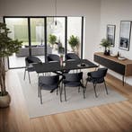 Eetkamerstoel Bedano, gestoffeerd, geweven stof, 150 kg - zw, Huis en Inrichting, Stoelen, Verzenden, Nieuw