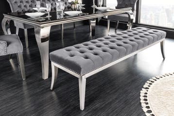 Design bank CASTLE DELUXE 165cm grijs fluweel zilver, Ophalen of Verzenden, Nieuw