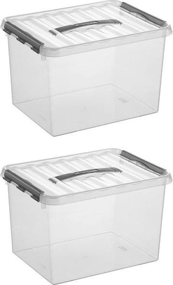 Sunware Q-line Opbergbox Transparant/Grijs 22 liter Set van, Ophalen of Verzenden, Nieuw