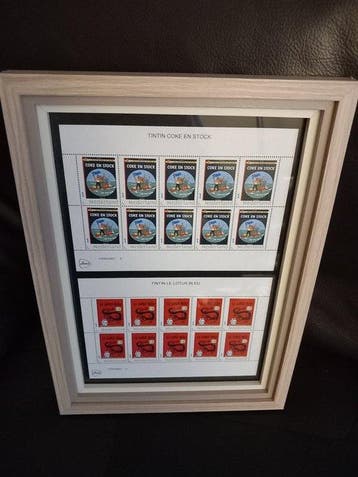 2 Planches Timbres Tintin Coke en stock et Le Lotus Bleu, Nieuw