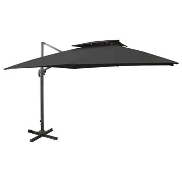 vidaXL Zweefparasol met dubbel dak 300x300 cm zwart, Tuin en Terras, Parasols, Verzenden, Nieuw, 3 tot 4 meter, Zweefparasol