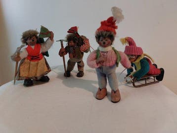 Steiff - Figuur - Set egel poppetjes (24) - Hout, Bont,