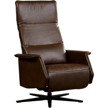 Leren relaxfauteuil Mojo - Granada Chocolate (bruin) -, Nieuw, Ophalen of Verzenden, 50 tot 75 cm, Industrieel, Modern