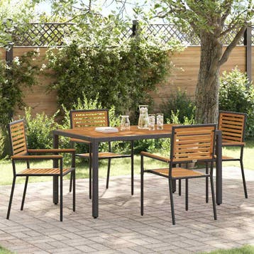 vidaXL Tuinstapelstoelen 4 st Bruin en zwart, Verzenden, Nieuw