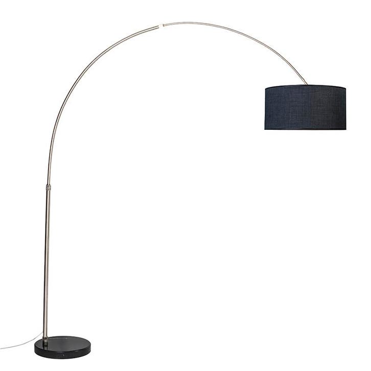 Booglamp staal stoffen kap zwart 50 cm - XXL, Huis en Inrichting, Lampen | Vloerlampen, Nieuw, Verzenden