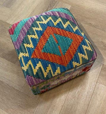 Kelim Poef(Ongebruikt/Nieuw) - Kelim - 34 cm - 34 cm, Nieuw
