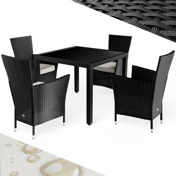 Polyrotan Tuinset Riga 5-delig Zwart (Tuinbanken-Tuinsets), Tuin en Terras, Tuinsets en Loungesets, Verzenden, Nieuw