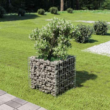 vidaXL Gabion plantenbak verhoogd 50x50x50 cm gegalvaniseerd, Verzenden, Minder dan 60 cm, Nieuw, Metaal