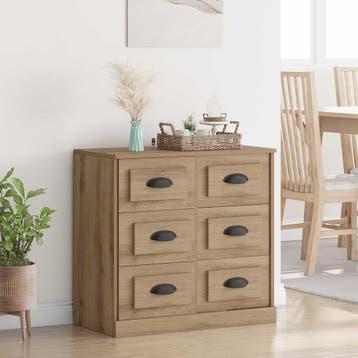 vidaXL Dressoir Artisan Eiken 70 x 35,5 x 67,5 cm Bewerkt, Verzenden, Nieuw, Overige houtsoorten, Minder dan 50 cm