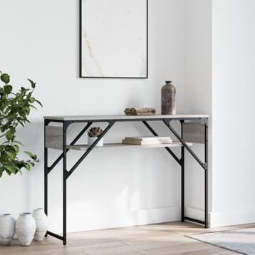 vidaXL Wandtafel met schap 105x30x75 cm bewerkt hout grijs, Verzenden, Nieuw