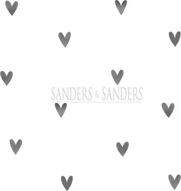 Sanders &amp; Sanders behang hartjes zwart en wit - 935267, Verzenden, Nieuw