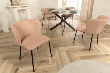 Design Stoel LYON Roze Corduroy Zwart Metalen Poten - 44962, Huis en Inrichting, Stoelen, Ophalen of Verzenden, Nieuw
