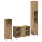 vidaXL Badkamermeubelset met plank 3 pcs Artisan Eiken, Verzenden, Nieuw, Overige typen