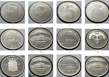 Nederland. 1970/2005, Lot van 6 Zilveren munten (Zonder