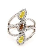 Cocktailring - 14 karaat Witgoud - 1.43ct. tw. Gemengde