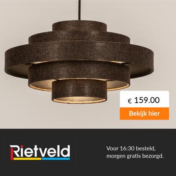 Rietveld-Hanglampen-Bruin-Stof, Metaal, Verzenden, Nieuw