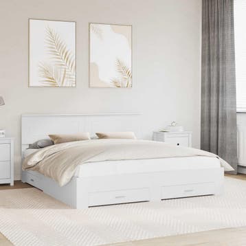 vidaXL Bedframe met lade met hoofdeinde Wit 180 x 200 cm, Verzenden, Wit, Hout, Nieuw