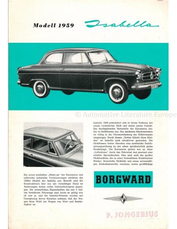 1959 BORGWARD ISABELLA BROCHURE DUITS, Nieuw, Author