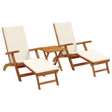 vidaXL Ligstoelkentingen en opvouwbare zonnebader 3 pcs, Verzenden, Nieuw