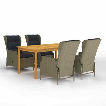 vidaXL 5-delige Tuinset bruin, Tuin en Terras, 4 zitplaatsen, Nieuw, Tuinset, Verzenden