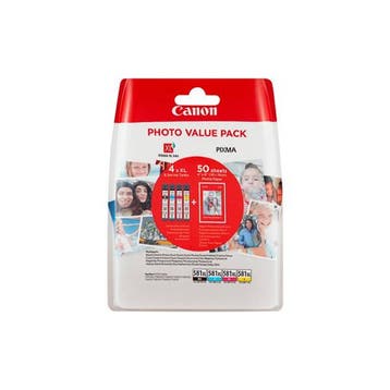 Canon CLI-581XL value pack BK/C/M/Y + fotopapier, Verzenden, Nieuw, Cartridge, Canon